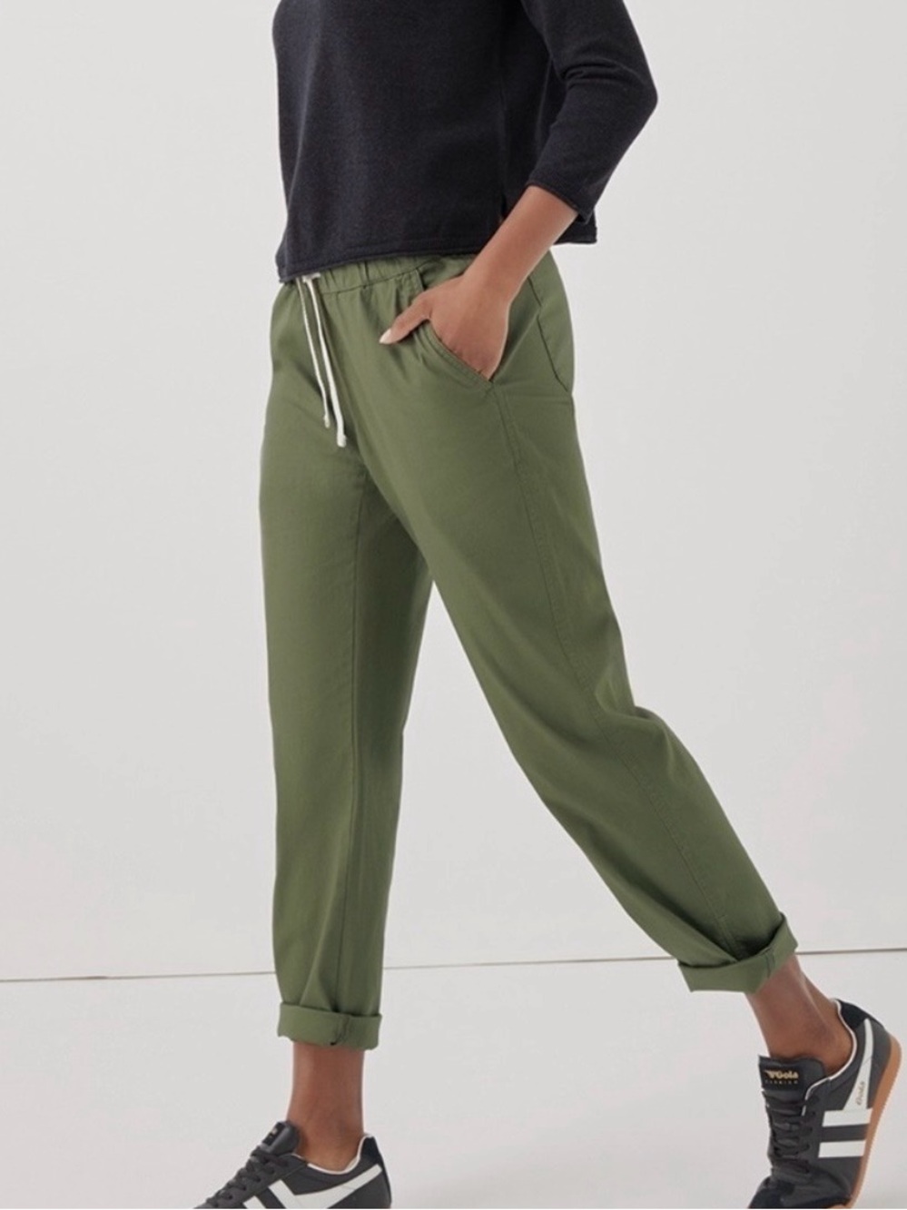 Pact Green Organic Cotton Blend Daily Twill Roll Up Pants Small